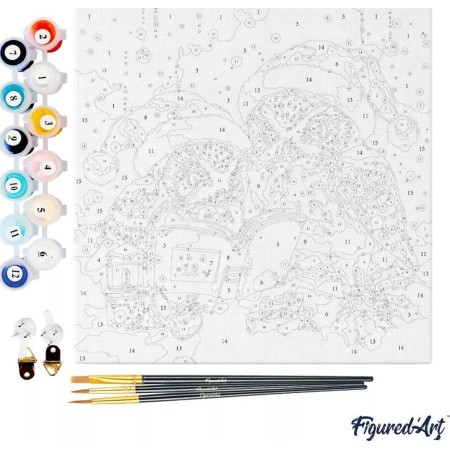 Mini obraz do malowania po numerach 20 x 20 cm z ramką Sowy Święty Mikołaj czyta