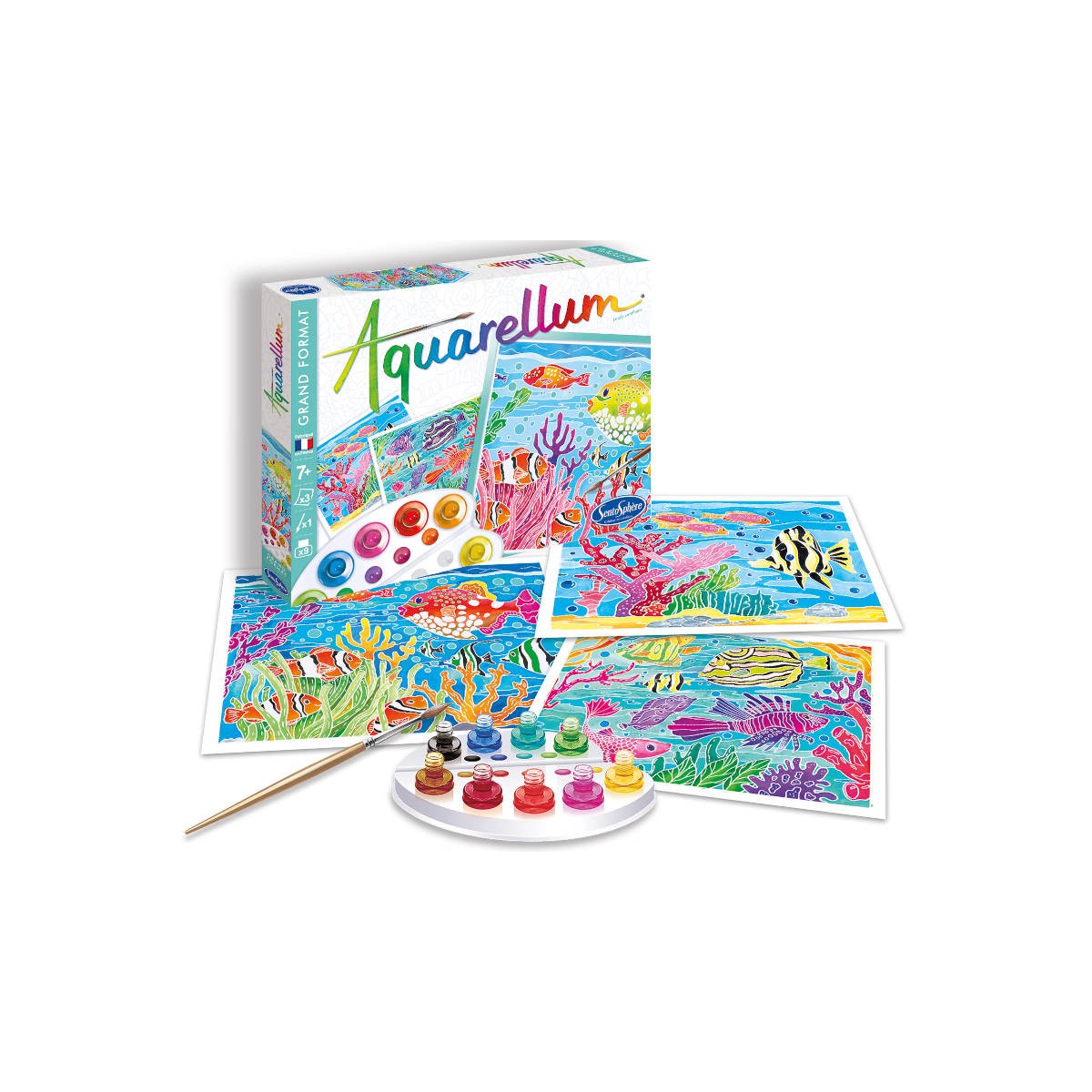 Głębiny Morskie 3 obrazy do malowania i farby Aquarellum, SentoSphere | Dadum