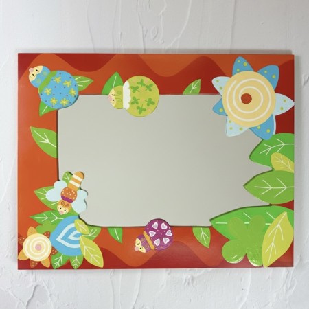 Lustro do pokoju dziecięcego Biedronki z drewnianą ramą | Dadum Kraków