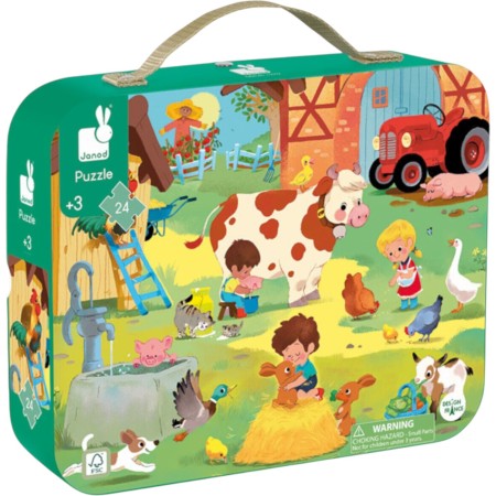 Puzzle Dzień na farmie 24 elementy – duże 50×40 cm 3+ Janod