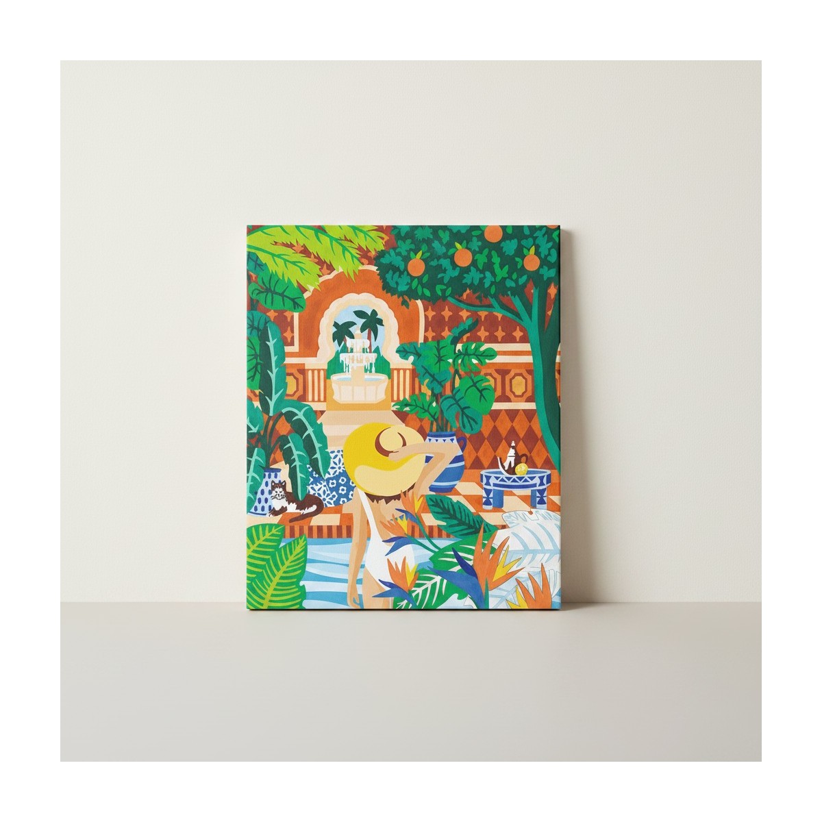 Malowanie po numerach "Dom z ogrodem w Marrakeszu" podobrazie 25x32,5cm