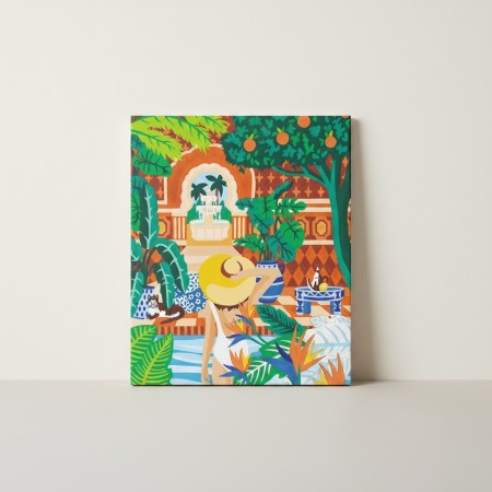 Malowanie po numerach "Dom z ogrodem w Marrakeszu" podobrazie 25x32,5cm