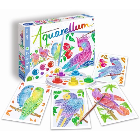 Aquarellum Papugi 4 plansze do malowania i farby, SentoSphere