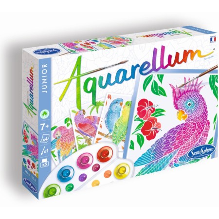 Aquarellum Papugi 4 plansze do malowania i farby, SentoSphere