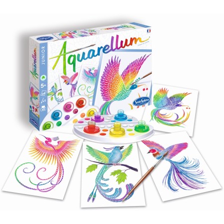 Aquarellum Rajskie Ptaki 4 plansze do malowania i farby, SentoSphere