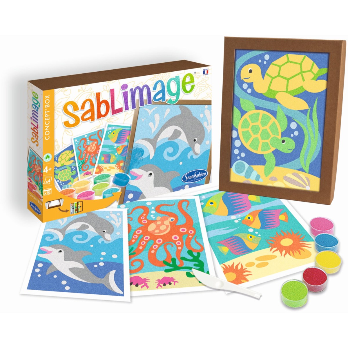 Delfiny i Ryby 4 obrazy do malowania piaskiem Sablimage, SentoSphere