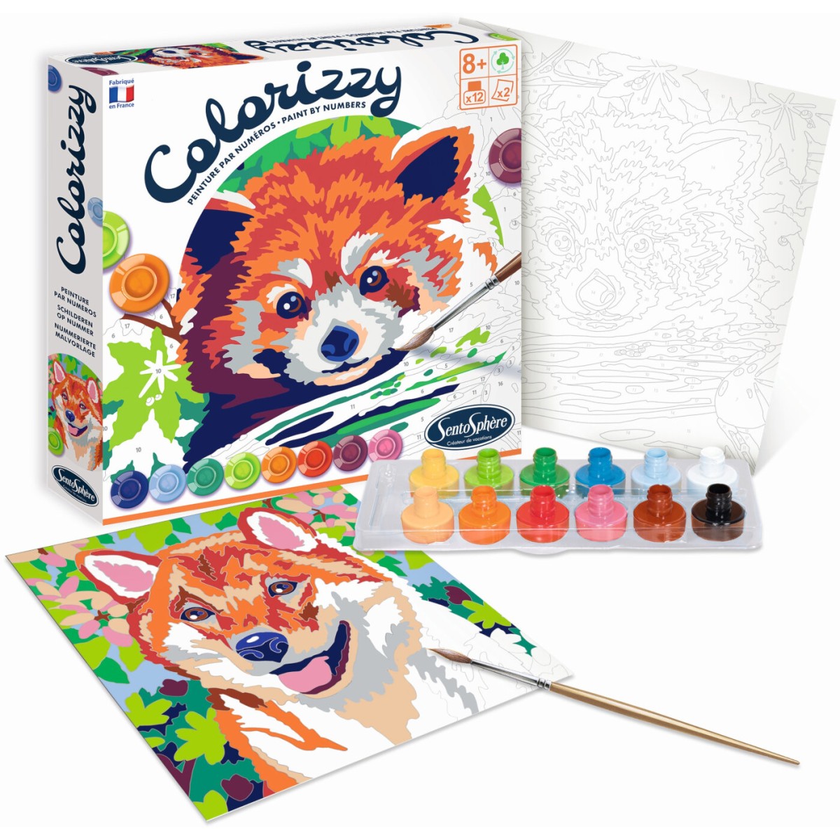 Malowanie po numerach "Panda i Shiba" 2 obrazy dla dzieci +8