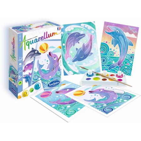 Aquarellum Delfiny 2 obrazy do malowania i farby 4+, SentoSphere