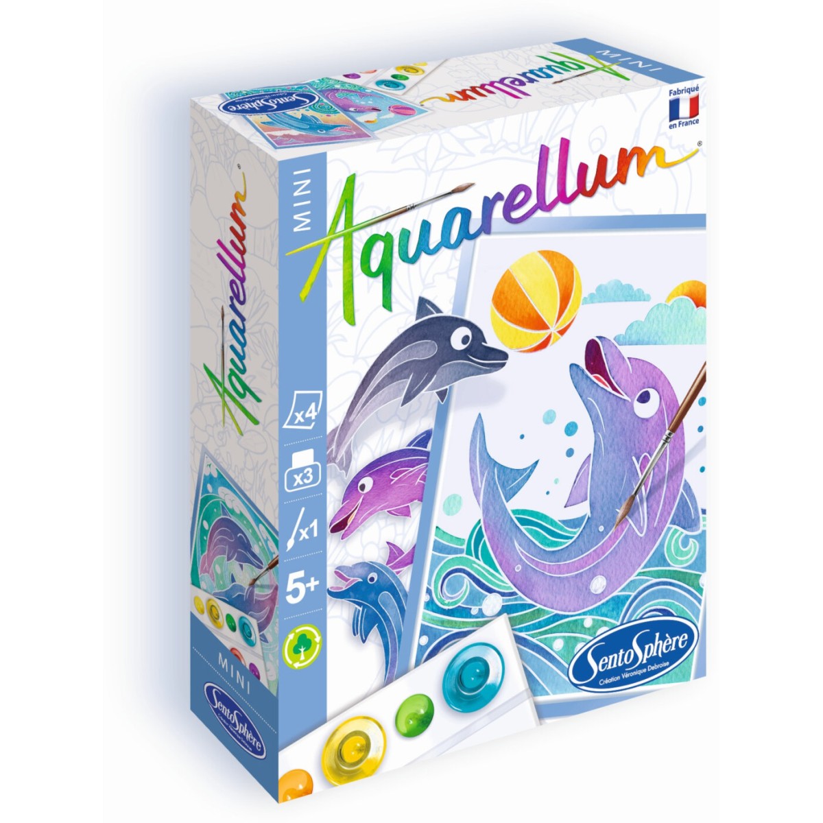 Aquarellum Delfiny 2 obrazy do malowania i farby 4+, SentoSphere