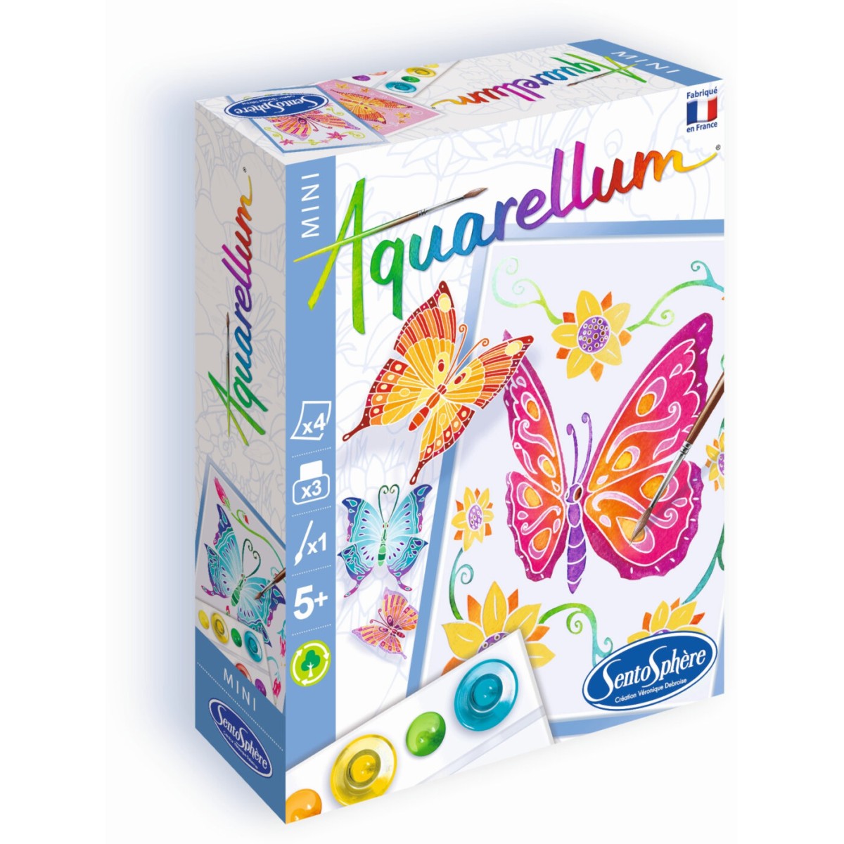 Aquarellum Motylki 2 obrazy do malowania i farby 4+, SentoSphere