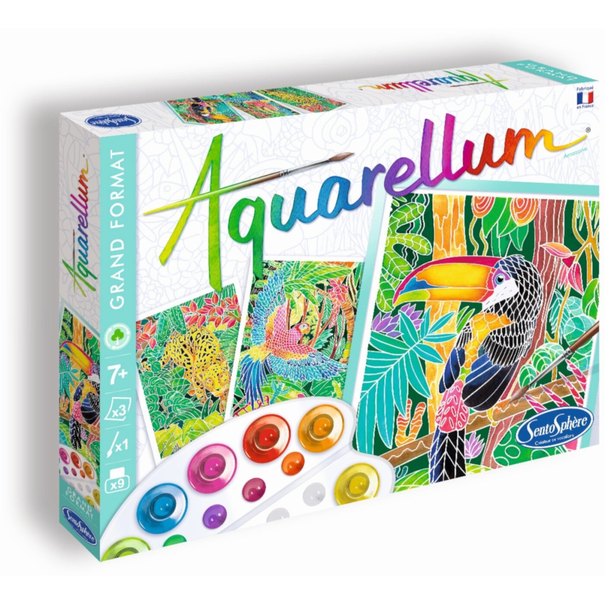 Aquarellum Amazonia 3 obrazy do malowania i farby, SentoSphere