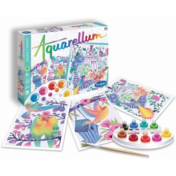 Aquarellum Ptaki 3 obrazy do malowania i farby, SentoSphere