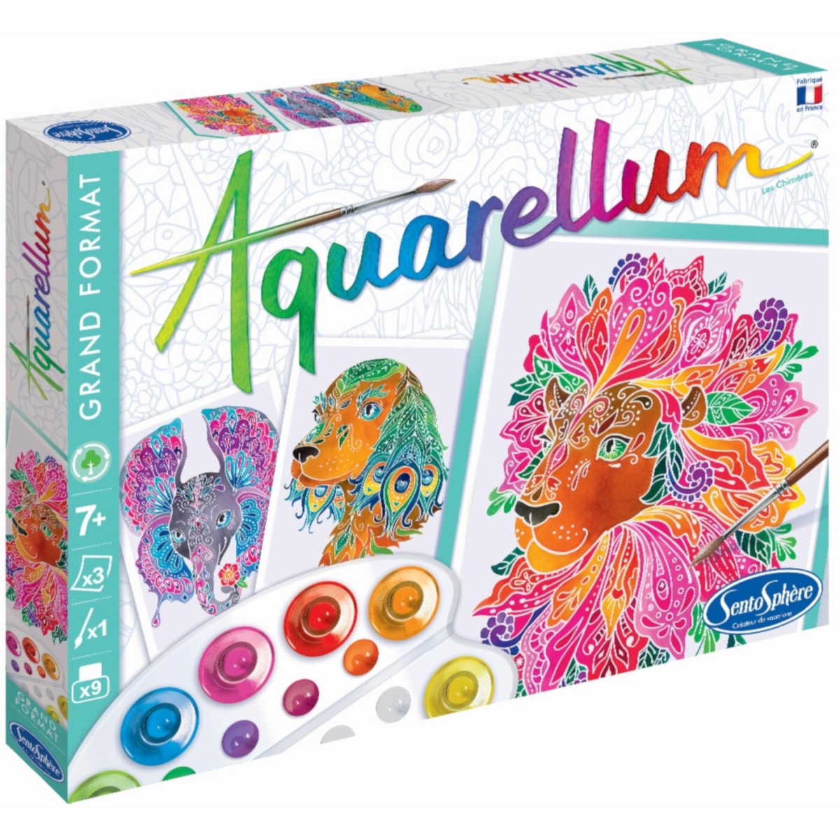 Zestaw Aquarellum Chimery 3 obrazy do malowania i farby, SentoSphere