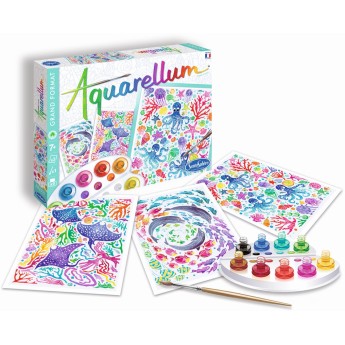 Aquarellum Głębiny Oceanu 3 duże obrazy i farby +7, SentoSphere