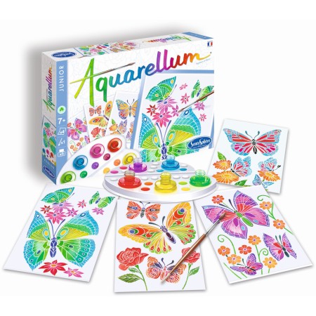 Aquarellum Motyle i Kwiaty 4 obrazy i farby, SentoSphere