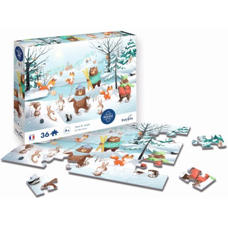 Puzzle 36 elementów Zabawy na śniegu, Calypto