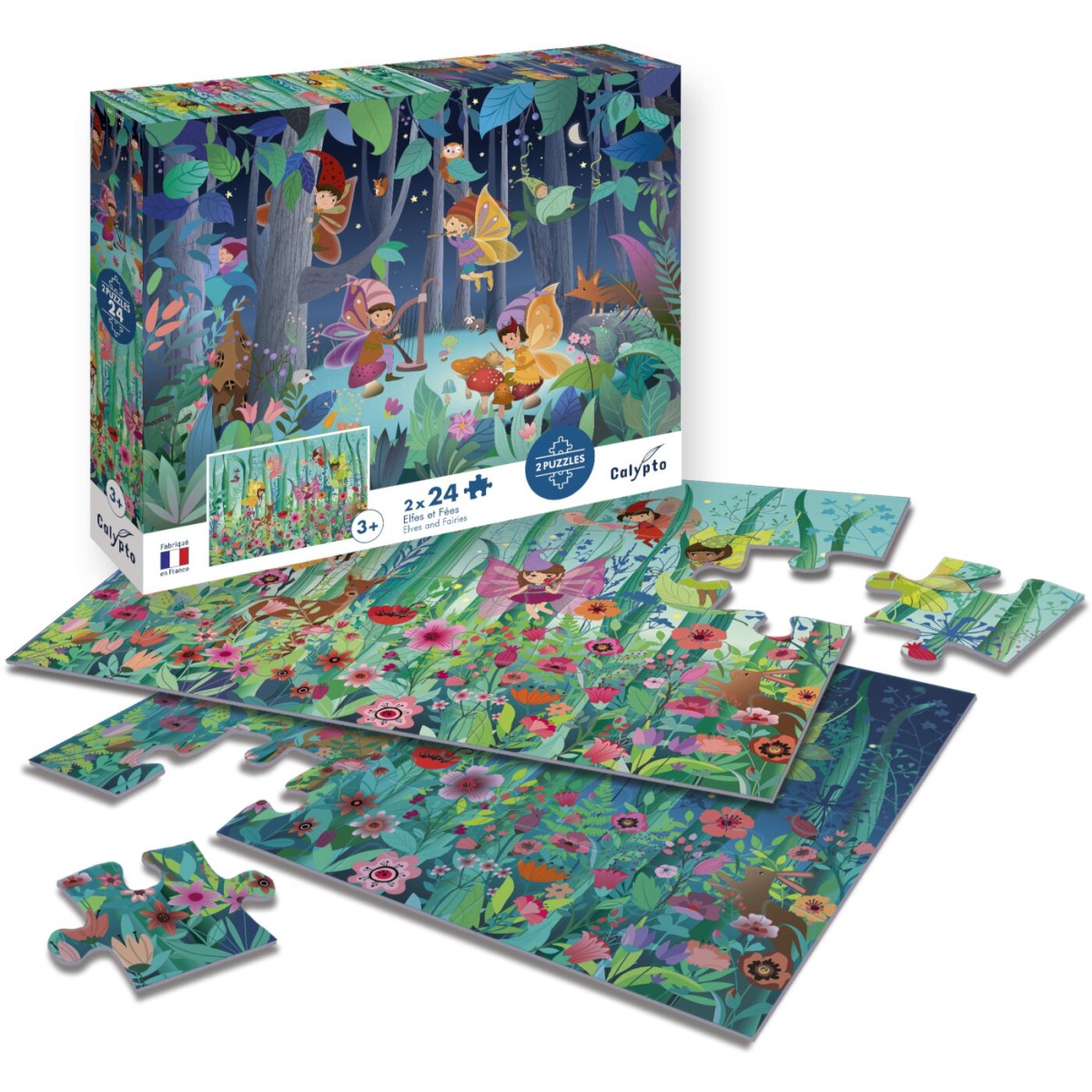 Puzzle 2x24 el. Wróżki i Elfy, Calypto
