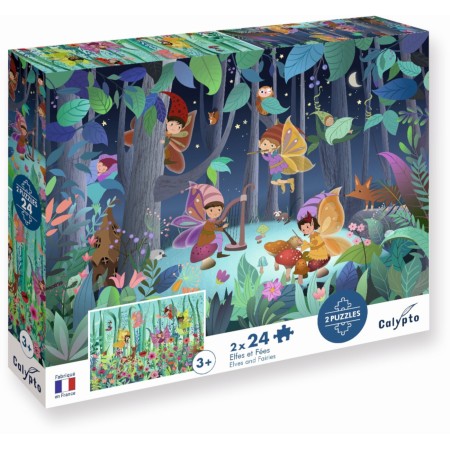 Puzzle 2x24 el. Wróżki i Elfy, Calypto