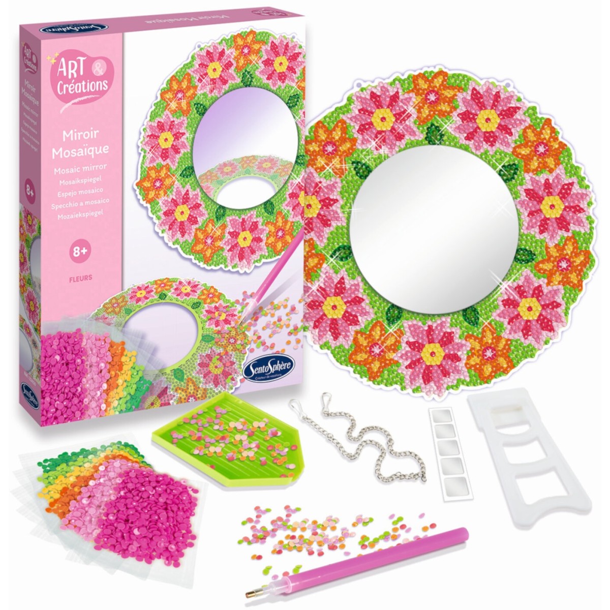SentoSphere Lustro w kwiatach do zdobienia diamentami +8