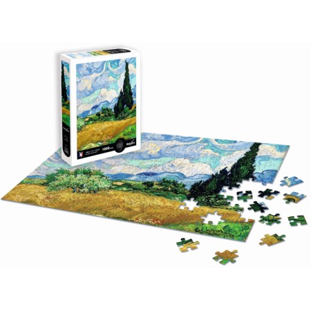 Puzzle 1000 Pole Pszenicy z Cyprysami (Van Gogh), Calypto