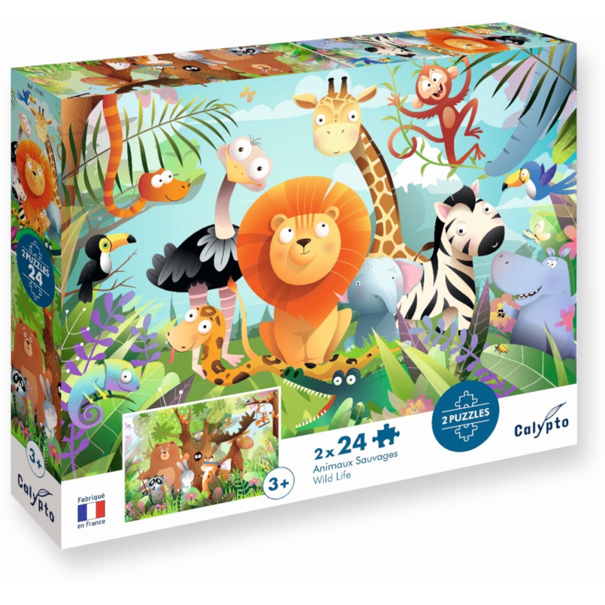Puzzle 2x24 elementy Dzikie Zwierzęta, Calypto