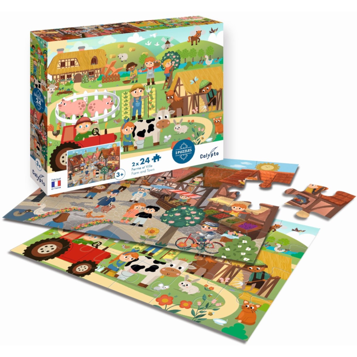Puzzle 2x24 elementy Miasto i Farma, Calypto