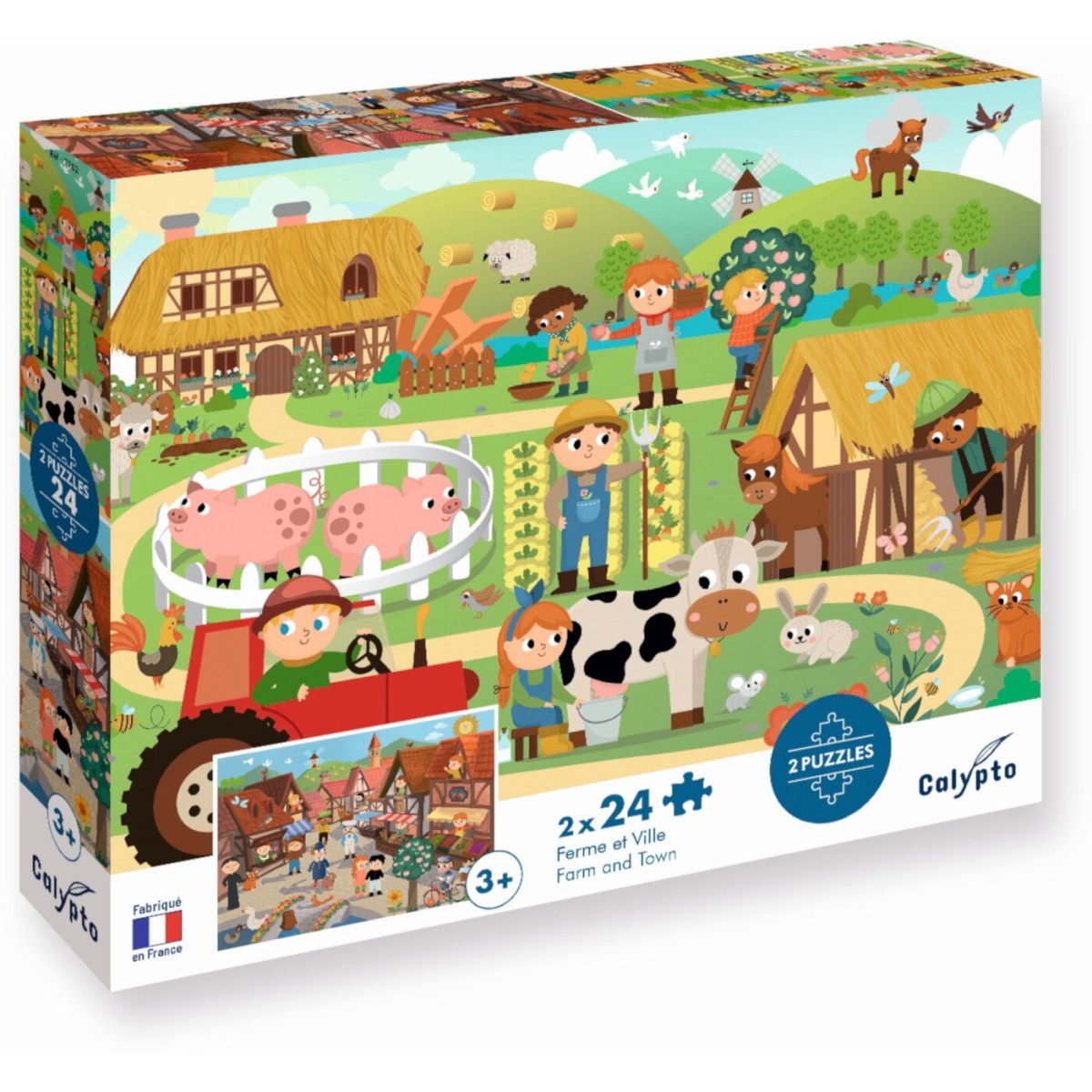 Puzzle 2x24 elementy Miasto i Farma, Calypto