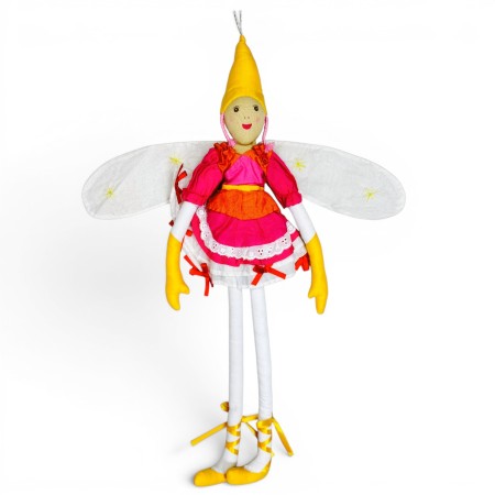Lalka szmaciana haftowana Elf żółty 60 cm, L'Oiseau Bateau