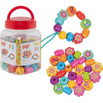 Koraliki drewniane do nawlekania „Flower Power” – 3+ Goki