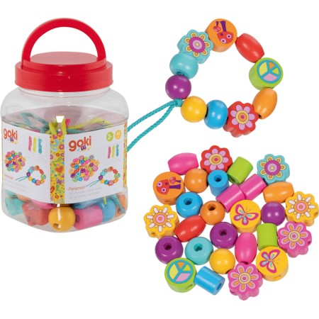 Koraliki drewniane do nawlekania „Flower Power” – 3+ Goki