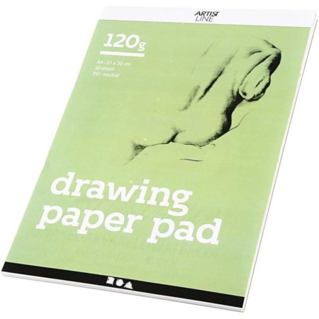 Blok papieru rysunkowego, A4, arkusz 210x297 mm, 120 g,