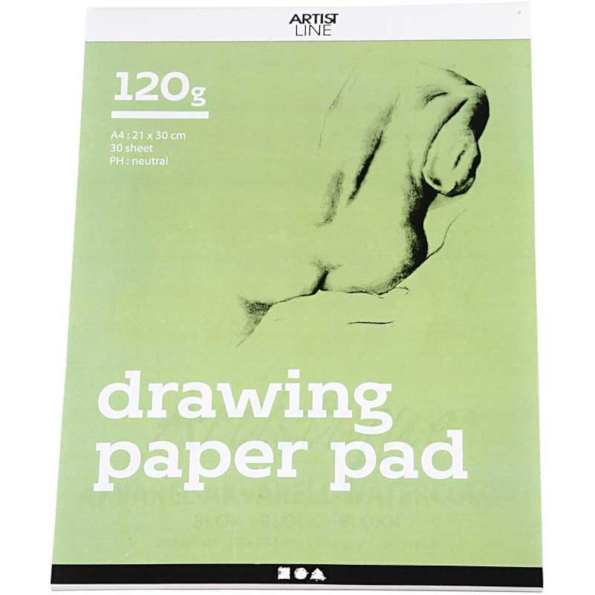 Blok papieru rysunkowego, A4, arkusz 210x297 mm, 120 g,