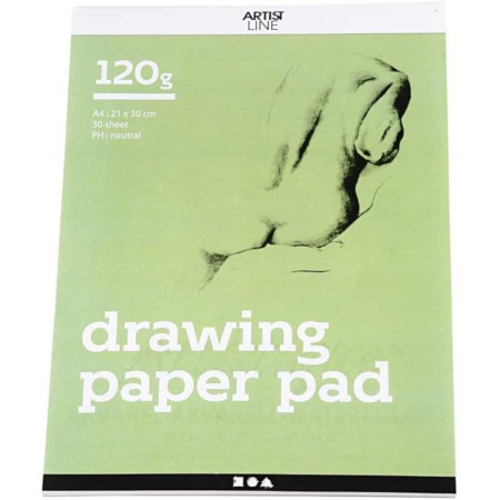 Blok papieru rysunkowego, A4, arkusz 210x297 mm, 120 g,