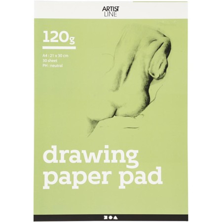 Blok papieru rysunkowego, A4, arkusz 210x297 mm, 120 g,