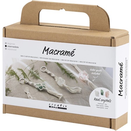 Mini zestaw rękodzieła Makrama, breloczki, matowe przezroczyste