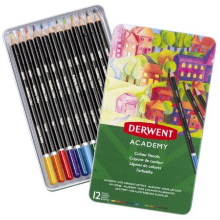 DERWENT – ACADEMY – Metalowe pudełko z 12 kredkami