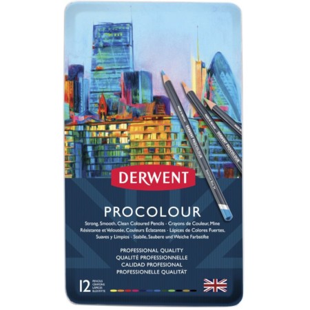 DERWENT – PROCOLOUR – Metalowe pudełko z 12 kredkami