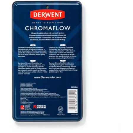 DERWENT - CHROMAFLOW - metalowe pudełko 12 kredek w różnych kolorach