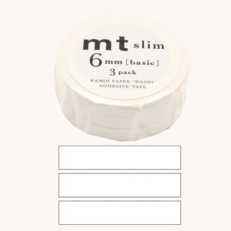 MT SLIM Zestaw 3 taśmy mt slim 6 mm jednolita biała / matte white