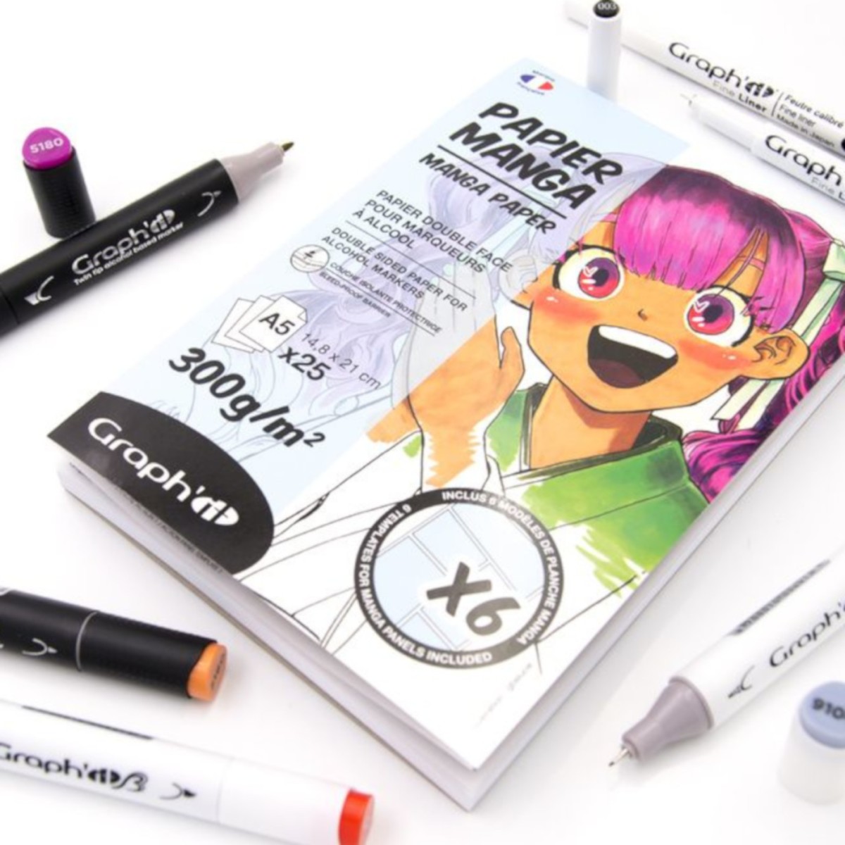 GRAPH'IT BLOK MANGA A5 300 g – 25 arkuszy + 6 kalki