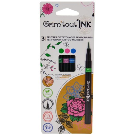 Grim'tout Ink-Set DODATKOWY – 3 pisaki do tatuaży tymczasowych
