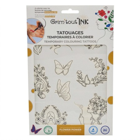 Grim'tout Ink – Tatuaże tymczasowe do pokolorowania FLOWER POWER