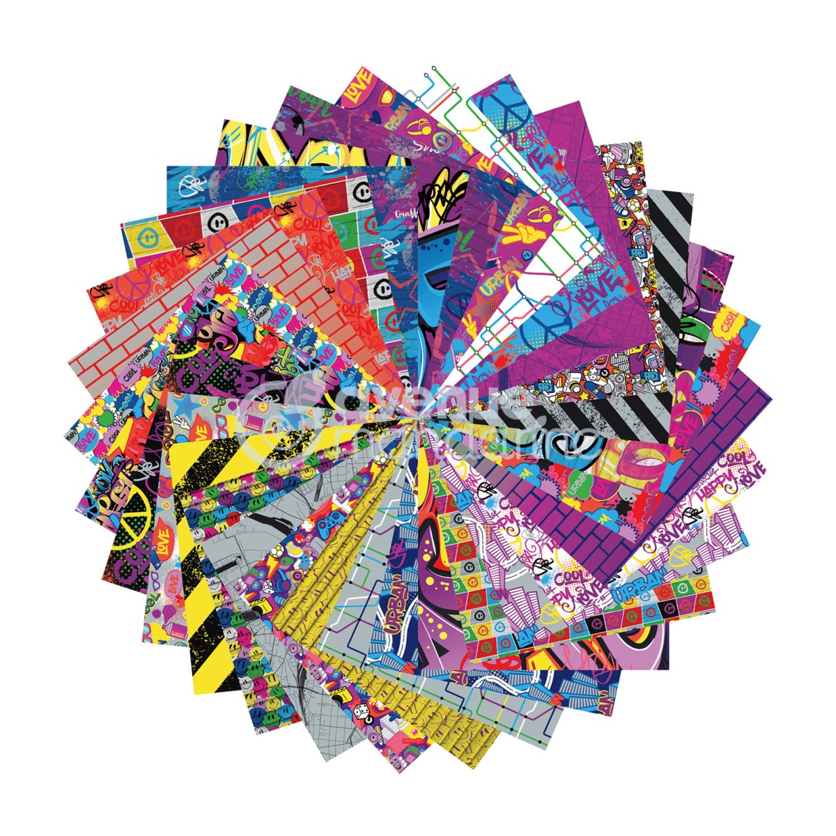 Papier origami Sztuka Uliczna 20x20cm 60 arkuszy i naklejki