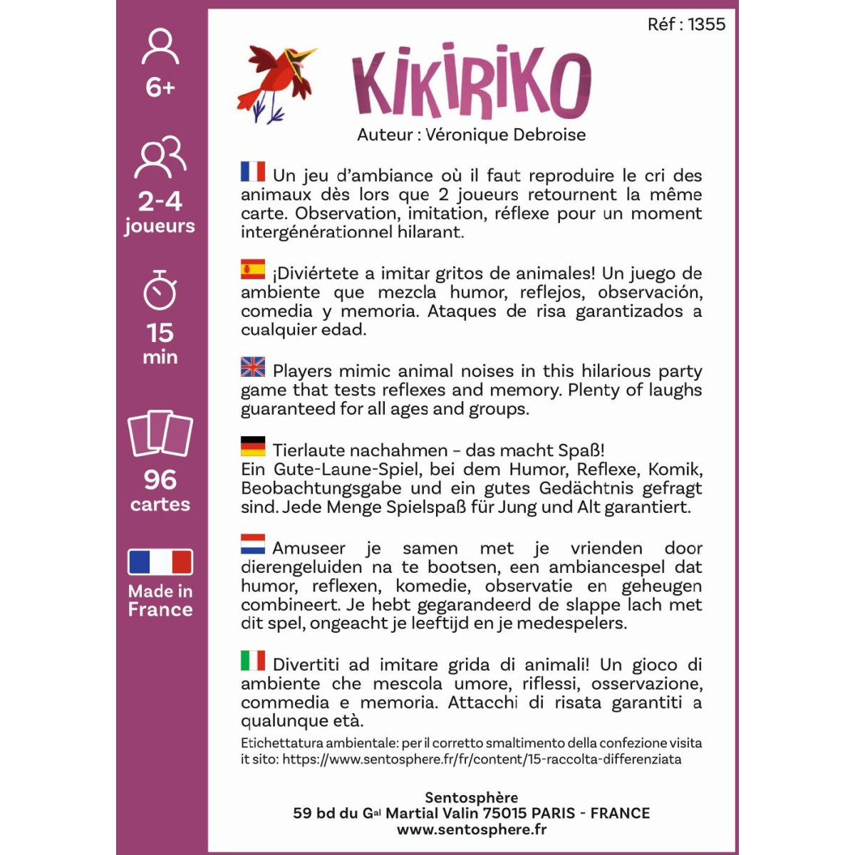 Kikiriko gra karciana dla dzieci 5-6 lat, SentoSphere
