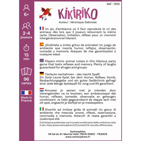 Kikiriko gra karciana dla dzieci 5-6 lat, SentoSphere