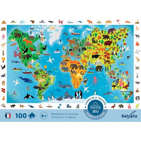 Puzzle obserwacyjne 100 Zwierzęta Świata +6, Calypto | Dadum