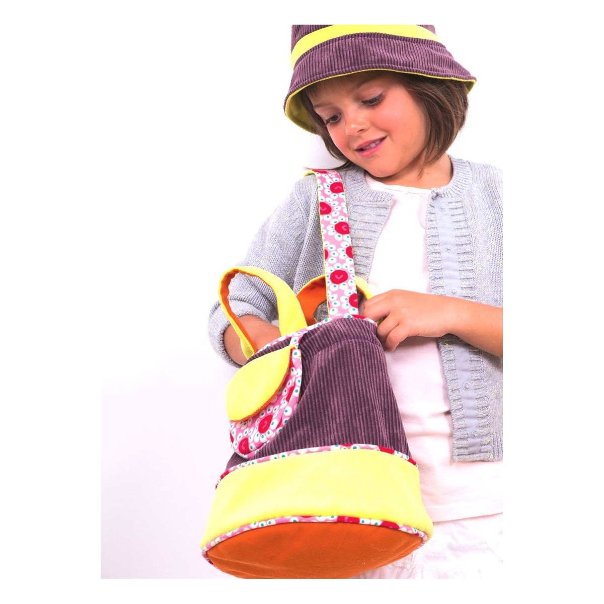 Kapelusz sztruksowy Pomarańczowo-Fioletowy, L'Oiseau Bateau | Dadum