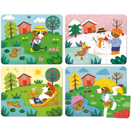 4 Pory Roku puzzle 4x6 elementów drewniane, Vilac 4 Pory Roku puzzle 4x6 elementów drewniane, Vilac