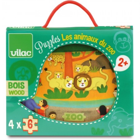 Vilac Zoo puzzle drewniane 4x6 elementów dla dzieci +2 Vilac Zoo puzzle drewniane 4x6 elementów dla dzieci +2
