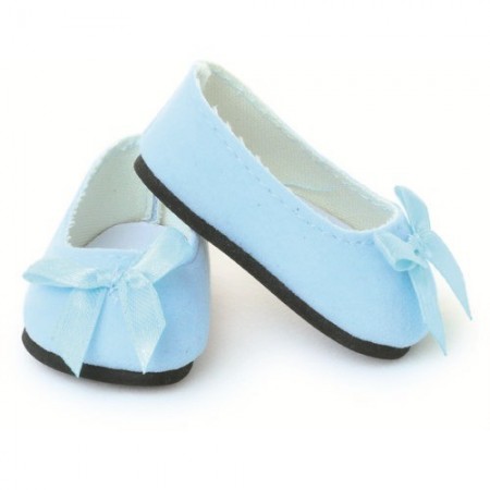 Buty dla lalek 39-48cm balerinki błękitne ze wstążką, Petitcollin